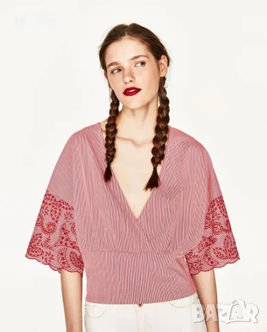 Риза ZARA с бродерия 100% памук
