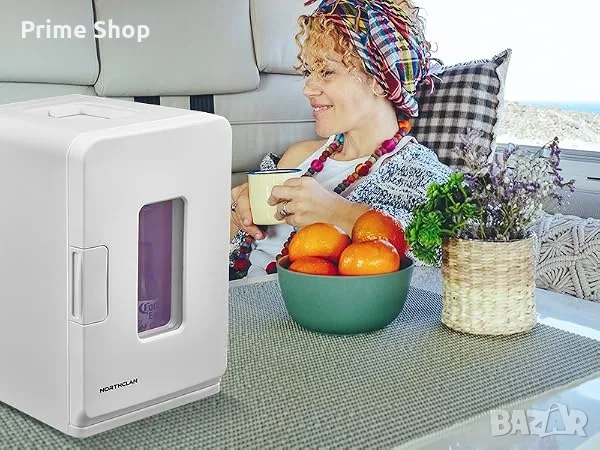 15L Мини Хладилник 12V / 220V с функции за охлаждане и затопляне, Бял, NORTHCLAN, снимка 12 - Хладилни чанти - 55409774