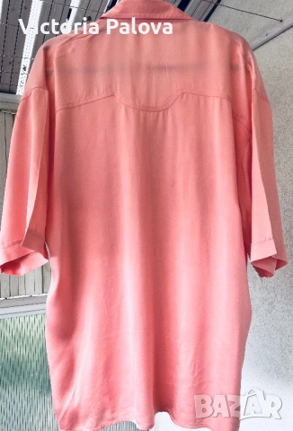 Alberto Fabiani 100% коприна – luxury oversized риза в цвят Peach Amber Италия, снимка 7 - Ризи - 54725647