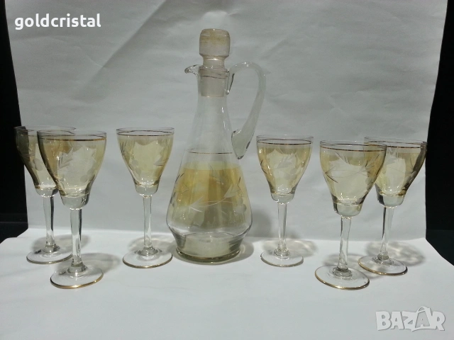 стари стъклени чаши и гарафа , снимка 5 - Антикварни и старинни предмети - 17542425