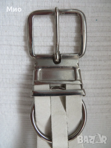 Бял колан, естествена кожа, 91 см, снимка 3 - Колани - 54166711