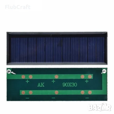 Поликристален Соларен Панел 0.38W 5.5V 70mA 90*30mm, снимка 3 - Друга електроника - 55506479