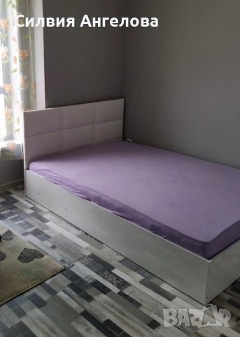 Спалня- с бяла кожа и бял гланц -140/200 с нов матрак TED silver care + подарък топ матрак