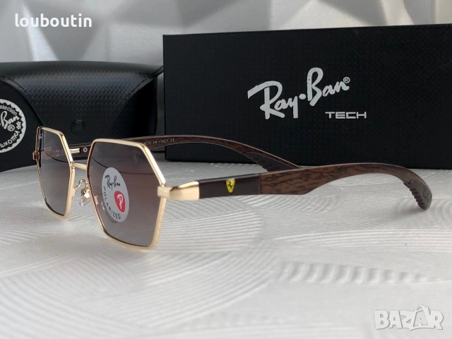 Ray Ban Ferrari Mъжки слънчеви очила осмоъгълни с поляризация, снимка 10 - Слънчеви и диоптрични очила - 55148994