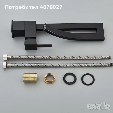 Смесител за мивка  модел водопад, матов, черен, снимка 7 - Мивки - 55607505