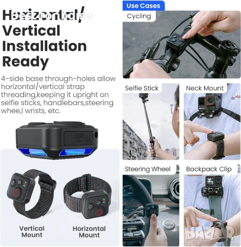 Дистанционно управление с Bluetooth за Insta360 X5/X4/X3/Go 3S/ACE pro 2/ACE Pro/ONE X2, обхват 50 м, снимка 6 - Друга електроника - 54893141