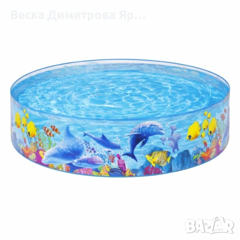 Детски басейн с твърди стени и морски дизайн с делфини, 183 x 38 см, снимка 10 - Басейни и аксесоари - 54933721