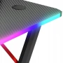 Геймърско бюро 140x60x75 см, RGB LED осветление, карбонов плот, поставка за чаша и слушалки, черно, снимка 5