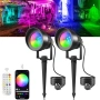 Нови RGB градински прожектори IP65 с дистанционно и Bluetooth 2 броя комплект, снимка 1