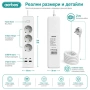 Разклонител Aerbes с 3 контакта 2 USB-A 2 USB-C порта ключ и 2 м кабел PD 12W, снимка 8