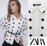 Оригинална риза Zara на точки – релефна материя размер М, снимка 1