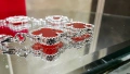 Van Cleef & Arpels VCA 5 Motifs Silver Red Carnelian Vintage Alhambra Дамска Гривна, снимка 6