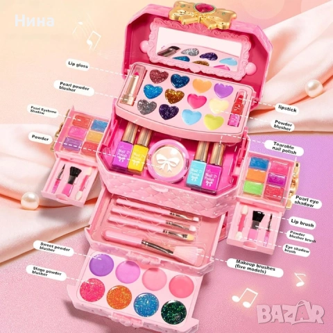 Музикално куфарче с нетоксичен грим за деца Music Gift Box, луксозен грим за деца, 3Y+, снимка 6 - Рисуване и оцветяване - 54191356