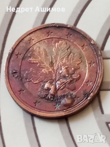 2 евро цента Германия с дефект.