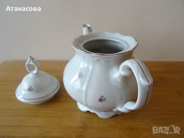 Чайник и захарница Барок български порцелан Сталин Видин 1957 г, снимка 4 - Аксесоари за кухня - 55413608