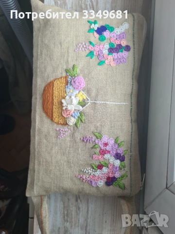 Ленена чанта (плик)с ръчна бродерия , снимка 4 - Чанти - 54174666