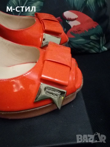 летни обувки elisabetta franchi кожа лак уникален корал , снимка 4 - Дамски обувки на ток - 54827744