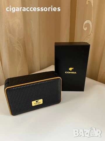 Cohiba преносим кожен хумидор за 4 пури с дигитален хигрометър, снимка 5 - Табакери - 54616075