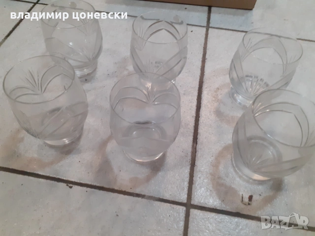 Нов комплект 6 броя кристални чаши за уйски,коняк,аперитив