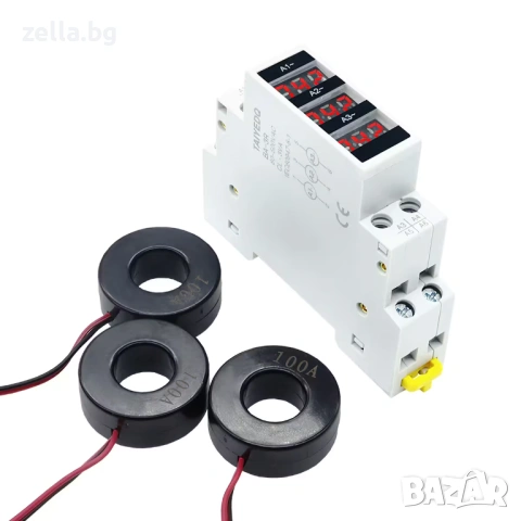 Трифазен дигитален амперметър 1-100A за ел. табло – DIN шина 35mm, клас на точност AC 80-500V 10428, снимка 15 - Друга електроника - 54694661