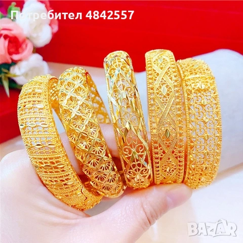 Luxury Gold Bangles Set ✨ | дамски гривни 5 бр. комплект