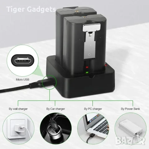 Комплект Abeden AB2401 - 2 батерии 6040mAh + двойно зарядно за Ring Video Doorbell и Stick Up, снимка 5 - Батерии, зарядни - 55562724