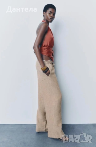 Ленен панталон Zara: “Тихият лукс за твоето лято 🌿“, снимка 5 - Панталони - 54158735