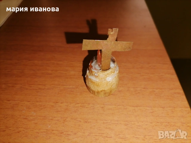 Бронзово кръстче от гилза войнишко творчество, снимка 3 - Антикварни и старинни предмети - 54308005