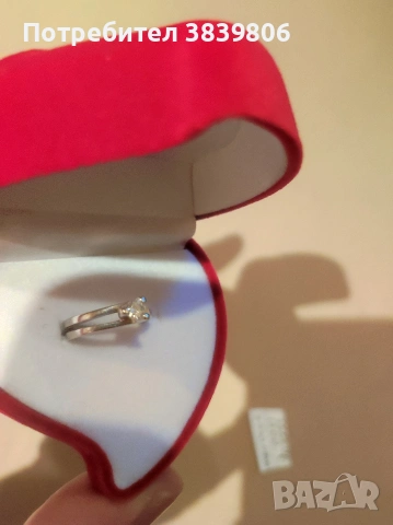 пръстен бяло злато с брилянт, снимка 3 - Пръстени - 54239557