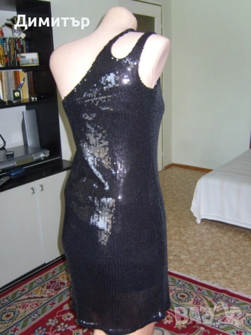 Искряща черна рокля Next, снимка 6 - Рокли - 54246447