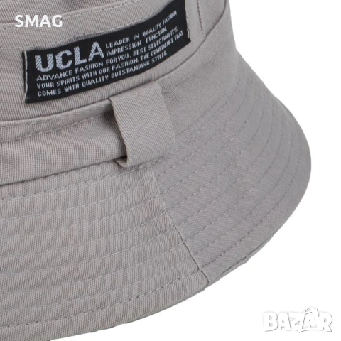 Мъжка памучна шапка тип bucket сива с патч UCLA_1249848, снимка 2 - Шапки - 54925455