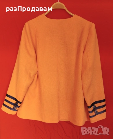 Дамско Елегантно Сако- XXL- XXXL- 4L- оранж- със сини сатенени ленти - ширити, снимка 4 - Сака - 54615568