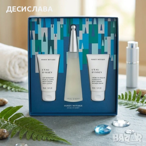 Оригинален дамски комплект Issey Miyake L'Eau d'Issey (EDT 50ml + лосион + душ крем) – ЧИСТО НОВ