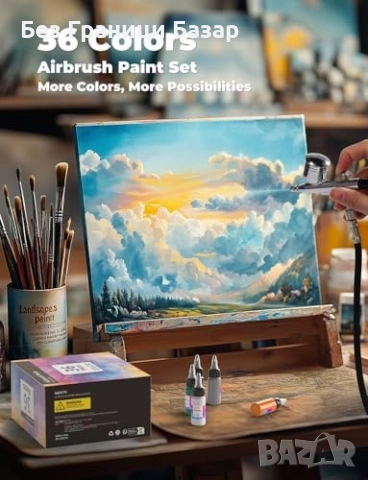 Нов Бои за аерограф Oasser 33 цвята за платно дърво текстил моделизъм и art + 3 разредителя, снимка 4 - Други - 54131066