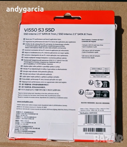  4TB Verbatim Vi550 S3 SSD диск SATA III 2.5 черен 100% здраве кутия скорост четене/запис 540/500мб , снимка 3 - Твърди дискове - 54961550