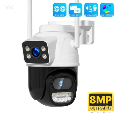 Външна 8MP WiFi Безжична Камера 4K,Автоматично проследяване,iCsee APP, снимка 9 - IP камери - 55163646