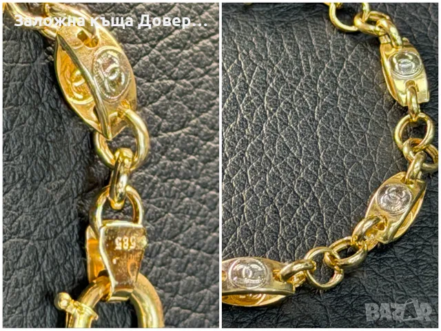 Златна гривна Chanel Шанел 14 карата 585 zlatna grivna  gold , снимка 9 - Гривни - 55450930