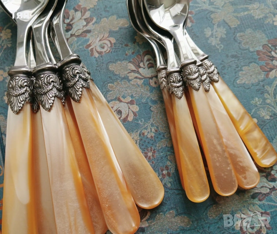 Комплект прибори за хранене с посребрени елементи , снимка 4 - Прибори за хранене, готвене и сервиране - 54322110