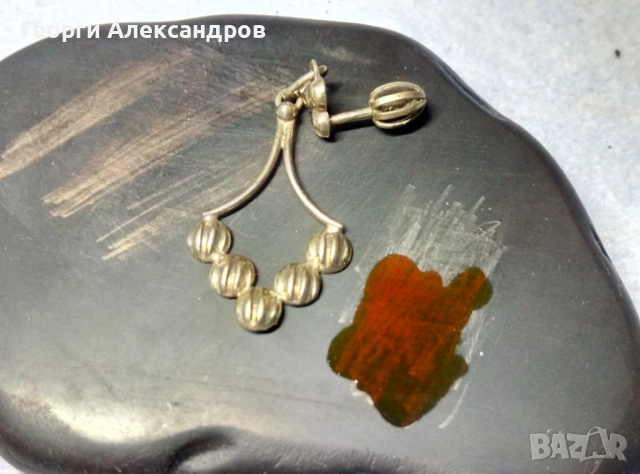 СТАРИННА БЕЛ ЕПОК Епоха ФРЕНСКА СРЕБЪРНА ОБЕЦА / ПЕНДАНТ с ЖЪЛТА ПОЗЛАТА СРЕБРО 800 Проба МАЙСТОРСКА