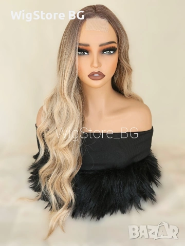Lace front Руса къдрава перука 67см, снимка 4 - Аксесоари за коса - 55163064