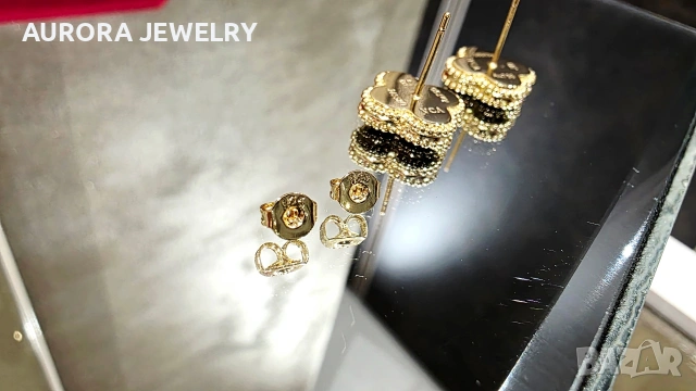 Van Cleef & Arpels VCA Gold Black Onyx Vintage Alhambra Stud Дамски Обеци с Винт, снимка 8 - Обеци - 54709949