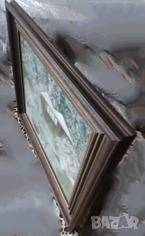 Маслена живопис зимен пейзаж български автор сертификат 58/50, снимка 2 - Картини - 54001833