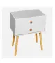 Нощно шкафче с 2 чекмеджета и 4 крака, бял MDF дърво, снимка 2