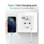  4621 Стилен Стъклен Контакт LUX, Бял – Двойно Бързо Зареждане 20W USB-A & Type-C, снимка 1