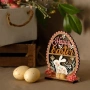 Великденска дървена декорация – яйце с заек, сухи цветя и надпис Happy Easter, 12×2×15см_1233675, снимка 3