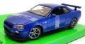 Метални колички: Nissan Skyline GT-R R34 BNR34 - 1:24 метален макет, снимка 1
