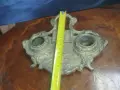 Стара масивна двойна мастилница за писалище (бюро), изработена в бароков / рококо стил от алуминий , снимка 9