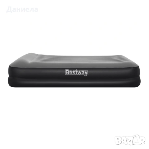 Надуваем двоен матрак с вградена помпа и възглавница 203x152x46 см – Кадифена повърхност, до 300 кг, снимка 8 - Други стоки за дома - 55063840