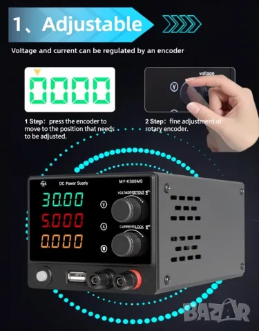 MYAMI MY-K3005MS Лабораторно захранване 0–30V / 0–5A, 150W, регулируемо DC, снимка 6 - Друга електроника - 55596784