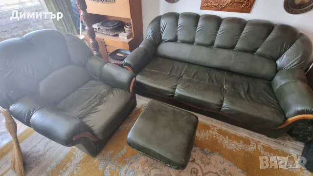 Диван с два фотьойла продавам , снимка 2 - Дивани и мека мебел - 55345318